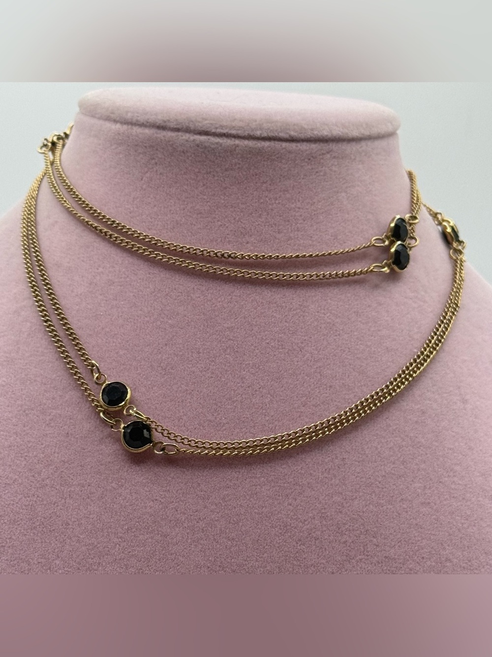 Speidel Long Gold tone Necklace with Black Stone Accents